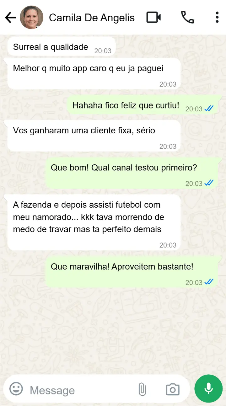 Conversa real de cliente no WhatsApp