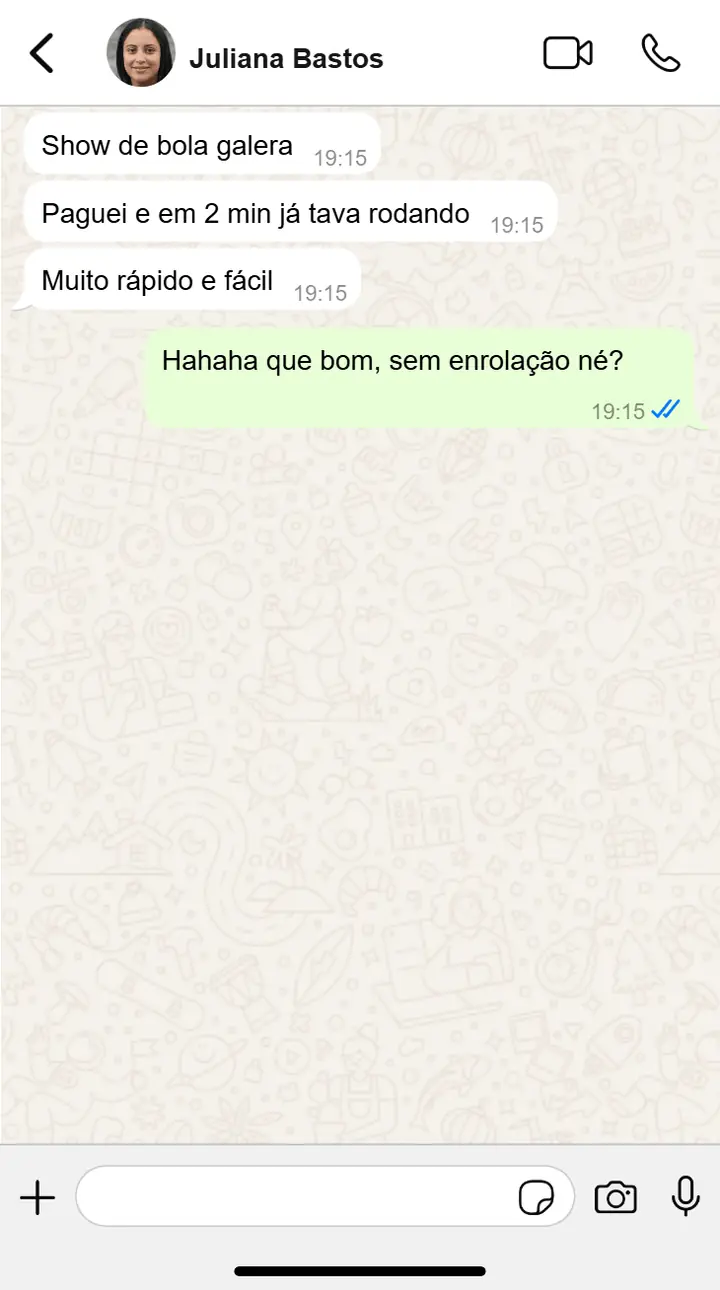 Conversa real de cliente no WhatsApp