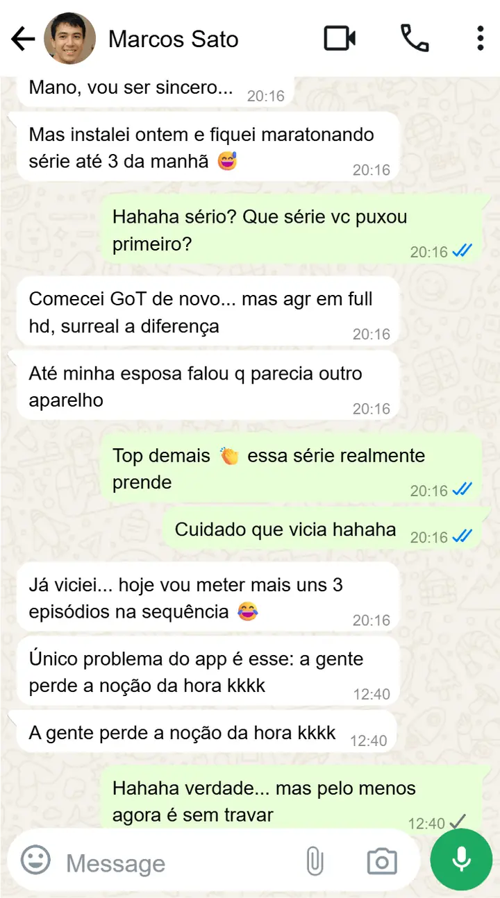 Conversa real de cliente no WhatsApp